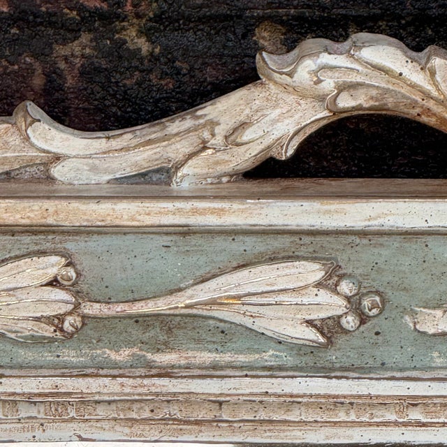 Glass Mid 20th Century Swedish Gustavian Style Trumeau Wall Mirror With Laurel Swags - Newly Painted For Sale - Image 7 of 18