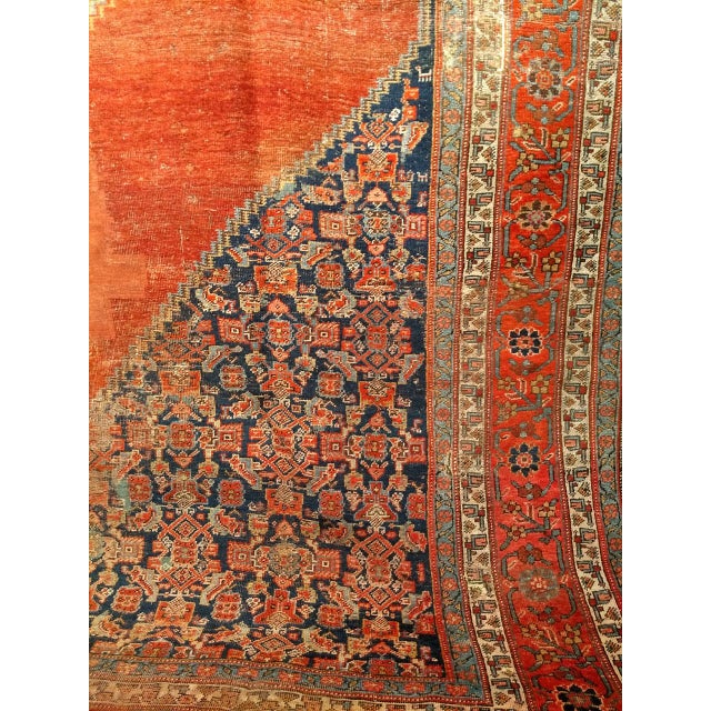 Antique Persian Malayer Rug, Hand-Knotted Wool, Geometric Pattern, 8x12, Terracotta & Navy For Sale - Image 14 of 16