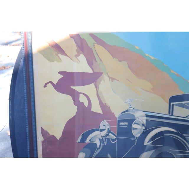 Wood Vintage Framed French Automobile Poster Amilcar by Maurice Barbey 1932 For Sale - Image 7 of 12