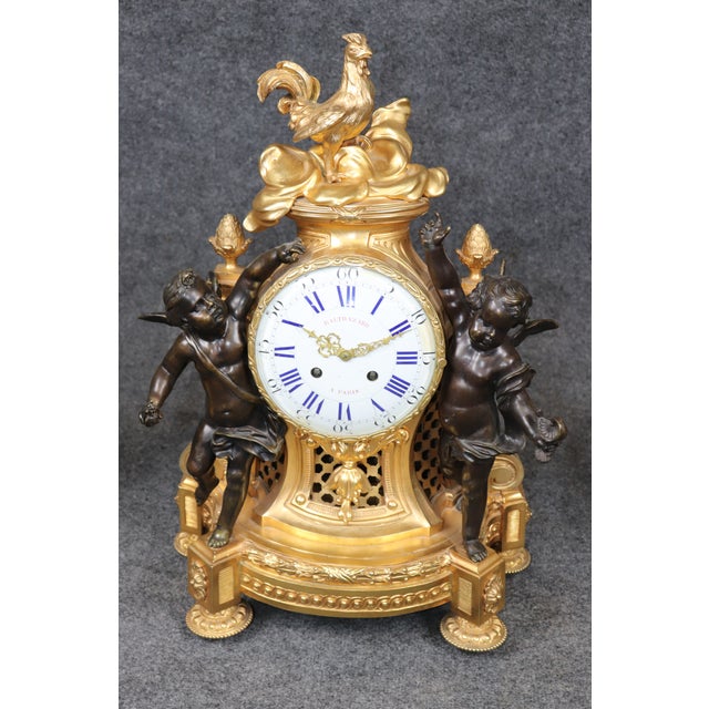 Late 19th Century 19th C. French Louis XV Style Ormolu & Bronze Clock Set by Balthazard Paris For Sale - Image 5 of 17