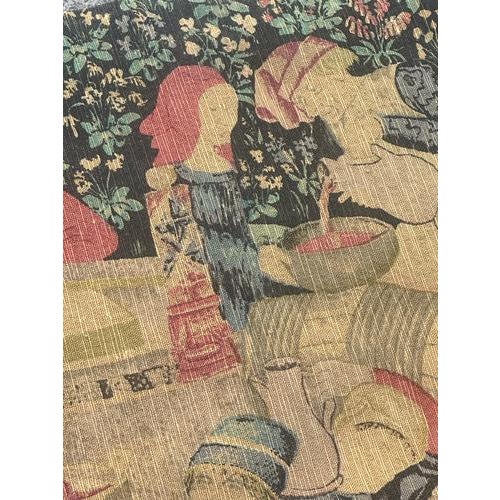 Vintage French Screen Printed by Hand Tapestry Vendanges, 1970s For Sale - Image 9 of 18