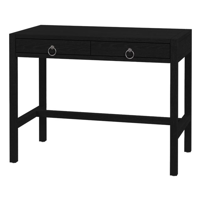 Lark 40 in. W Rectangular Wood 2 Drawer Writing Desk, Washed Black For Sale