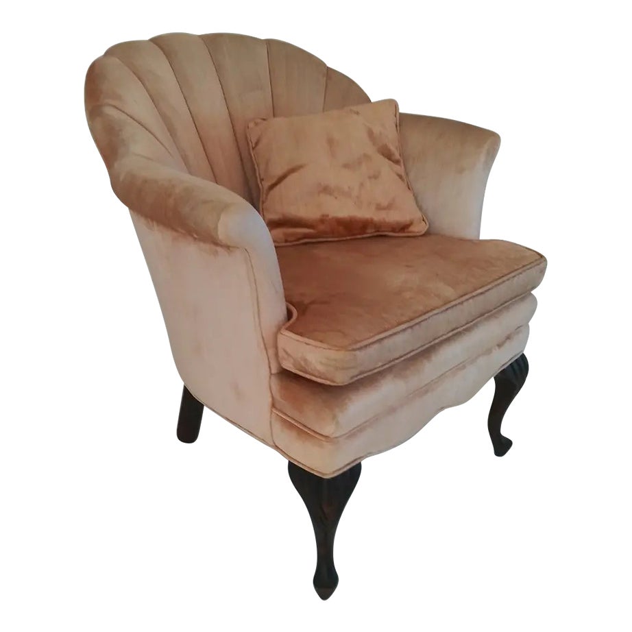 Vintage French Velvet Scallop Chair Chairish
