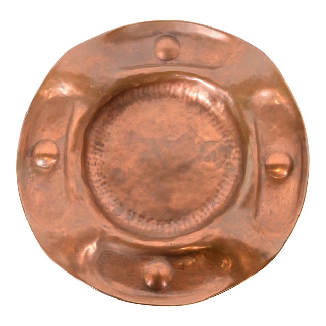 Gustav Stickley Signed Hammered Copper Ashtray or Catchall, Circa 1910 For Sale