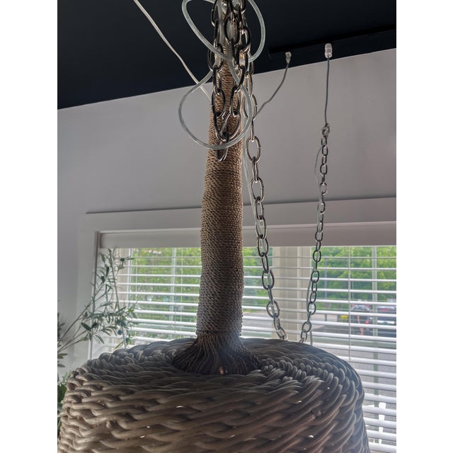 Discontinued Palecek Wicker Pendant Light For Sale - Image 4 of 5