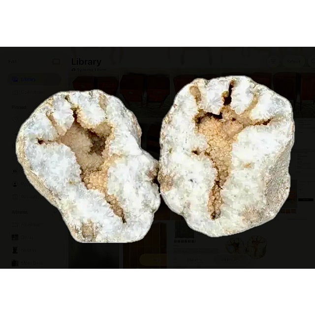 Large Natural Split Pair Crystal Quartz Geode #1 For Sale - Image 12 of 12
