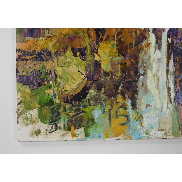 Contemporary oil on wood panel surreal painting of blonde woman and canyon landscape by K. C. Bacon (1948-2026)...