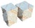 Late 20th Century Postmodern Tessellated Pink Marble and Beige Stone Pedestal Set For Sale - Image 5 of 9