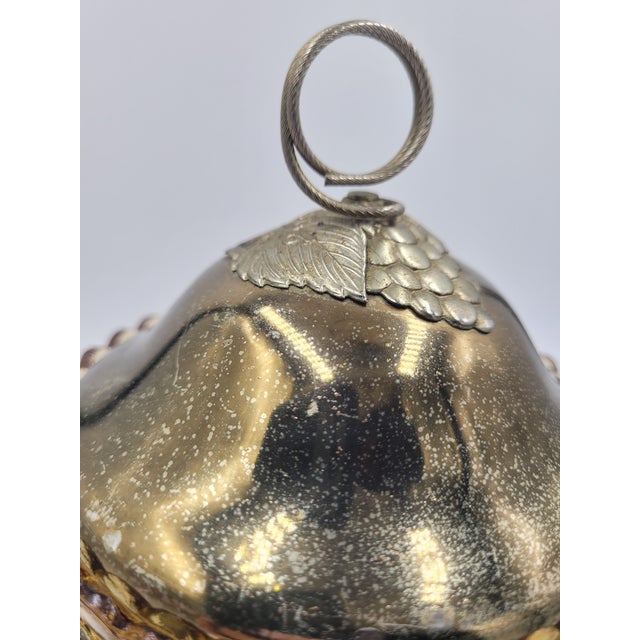 Mid 20th Century Japanese Amber Optic Glass Musical Biscuit Jar With Grape Leaf Filigree For Sale - Image 11 of 12