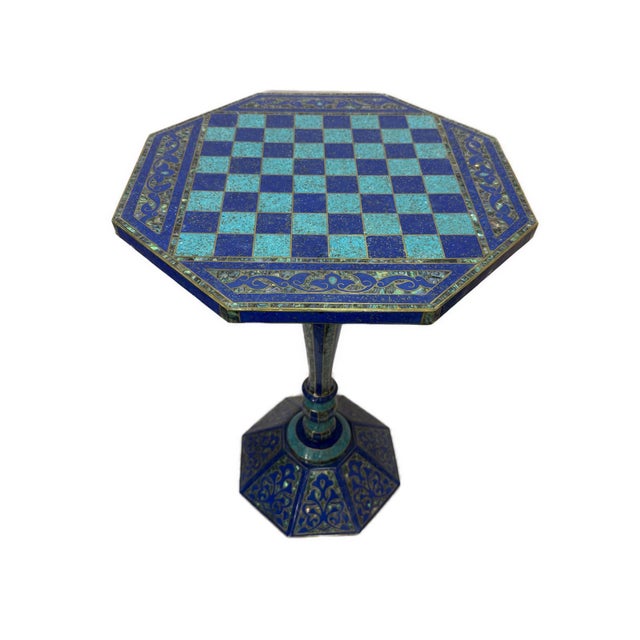 Luxury Handmade Wooden Chess Table With Mother of Pearl Inlay For Sale - Image 11 of 11