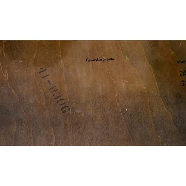 Henredon Oak Square Table Parquet Top Reeded Parsons Legs Mid Century End For Sale - Image 14 of 14