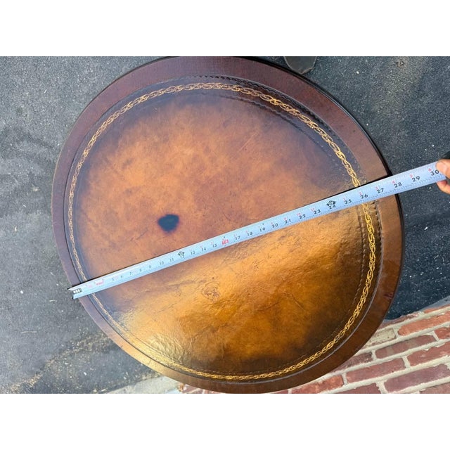 Vintage Federal Style Spider Leg Leather Top Drum Table For Sale In Washington DC - Image 6 of 12
