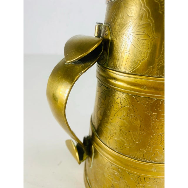 1950s Mid 20th Century Solid Brass Hand Chafed Vessel For Sale - Image 5 of 9