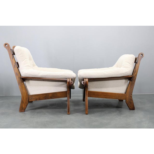 Brutalist Brutalist Oak Armchairs, Czechoslovakia, 1970s, Set of 2 For Sale - Image 3 of 17