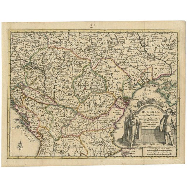 Antique French Map of Hungary with Decorative Title Cartouche, 1730 For Sale