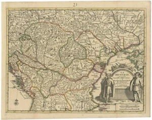 Antique French Map of Hungary with Decorative Title Cartouche, 1730