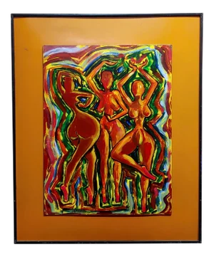 1960s Nude Abstract Oil Painting