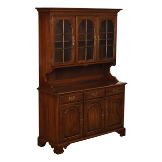 Ethan Allen Georgian Court Style Cherry Step Back Hutch China Cabinet For Sale