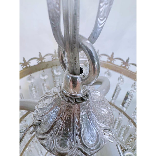 Silver Vintage Silver Rim Tiered Crystal Chandelier For Sale - Image 8 of 10
