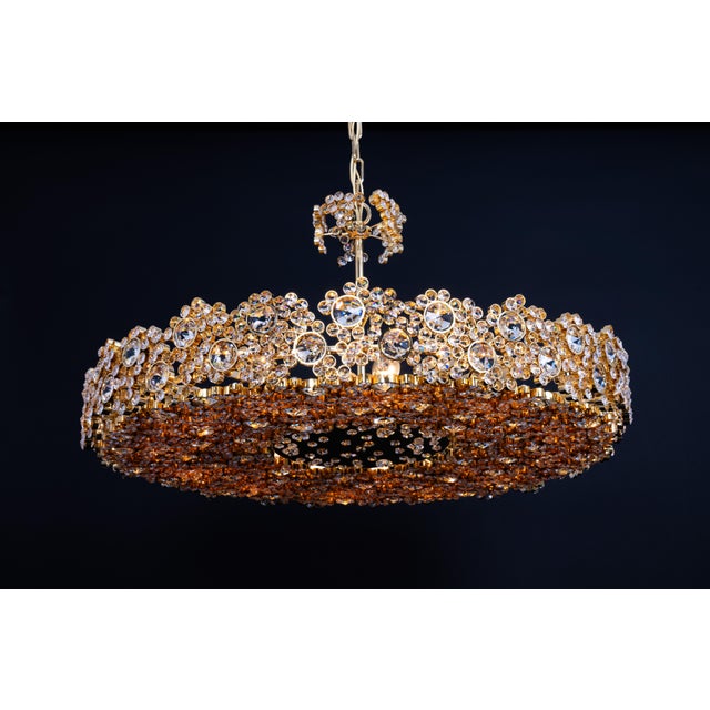 Large Gilt Brass and Crystal Glass Encrusted Chandelier from Palwa, Germany, 1970s For Sale - Image 14 of 18