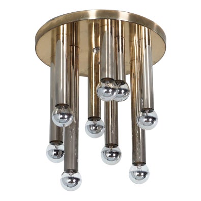 Brass Model 2165 Ceiling Lamp by S.A. Boulanger, 1970s For Sale