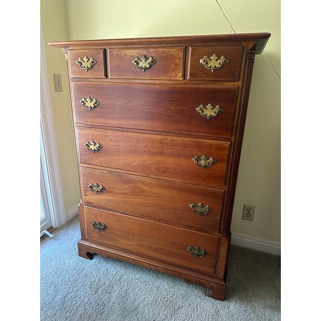 This is a rare 7-drawer L. & J. G. Stickley dresser with 3 small drawers in the top row and 4 large drawers beneath them....