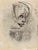 Charcoal drawing and watercolor realized by Mino Maccari in 1960. Hand siged in pencil lower right. with a portrait...