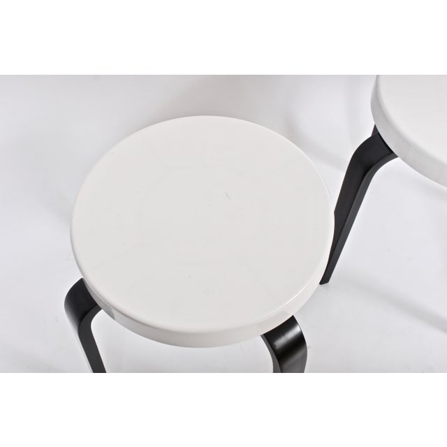 Wood 1930s Vintage Thonet Black and White Bakelite Stacking Stools - a Pair For Sale - Image 7 of 13