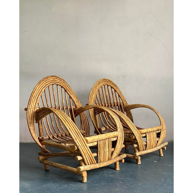 Wood Vintage Boho Bent Branch Adirondack Chairs - A Pair For Sale - Image 7 of 12