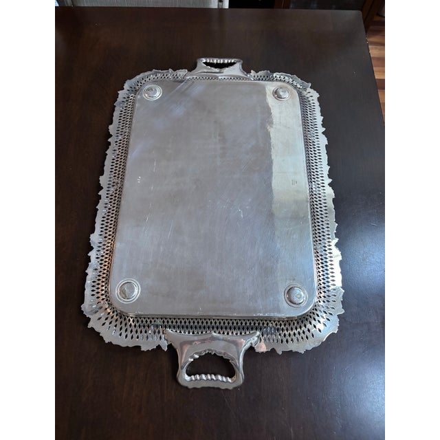 Antique William Adams English Sheffield Silverplate Art Nouveau Grape Motif 26.5"x17" Tray. For Sale In Baltimore - Image 6 of 10