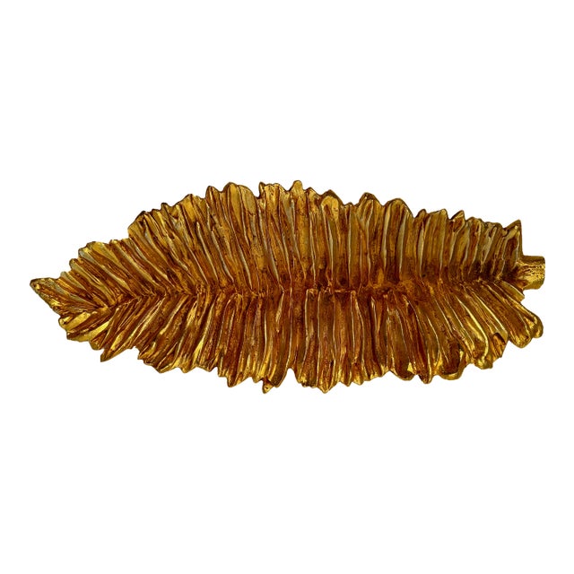 1990s Parisian Gilt Leaf Tray by Stephane Galerneau For Sale