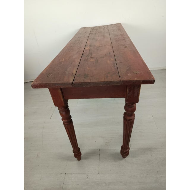 Rustic Burgundy Patinated Console Table For Sale - Image 13 of 18
