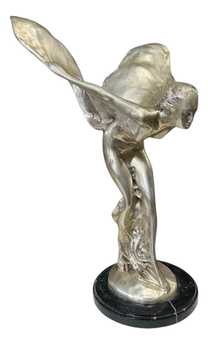 Spirit of Ecstasy Sculpture, Silver Plated Bronze on Marble Base
