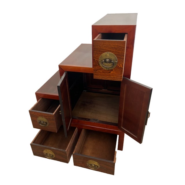 1970s Japanese Kaidan Tansu Step Chest Cabinet Four Pass Through Drawers Hand Crafted For Sale - Image 4 of 16