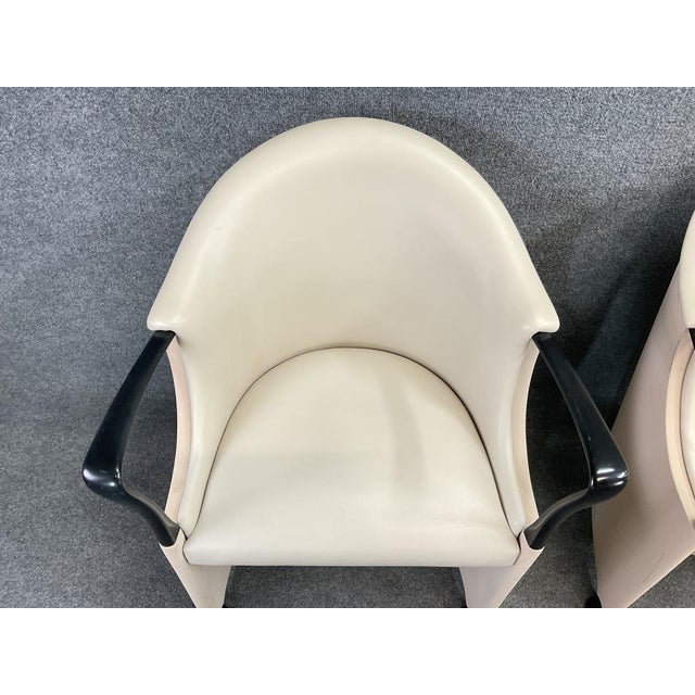 Luigi Origlia Tronetto Armchairs, Italian Postmodern (Set of 5) | Sculptural Cream Dining Chairs | 1990s Italy Palm Beach Regency Style For Sale - Image 12 of 14