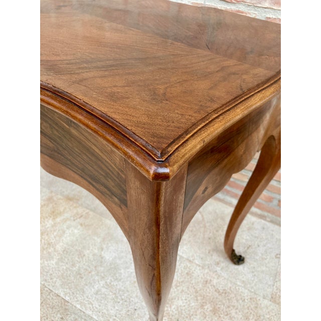 1930s French Louis XV Style Walnut Writing Table With Three Drawers For Sale - Image 9 of 10