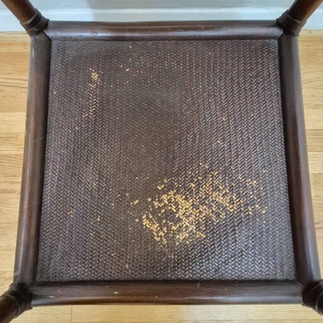 2010s 2010s British Colonial Style Rattan & Wicker Square Tiered Side Table For Sale - Image 5 of 12