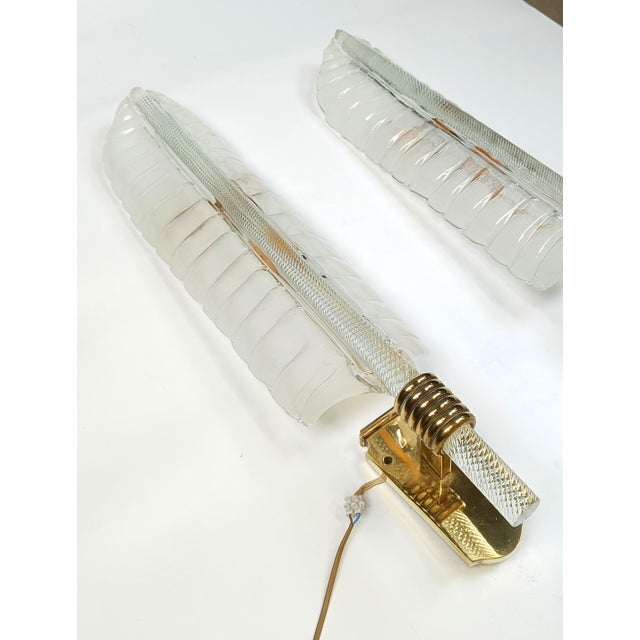 Large Brass and Crystal Sconces attributed to Andre Arbus and Veronese, 1950s, Set of 2 For Sale - Image 10 of 13