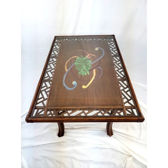 Vintage Chinese Chippendale Bamboo Rattan 1970s Dining Table For Sale - Image 13 of 13