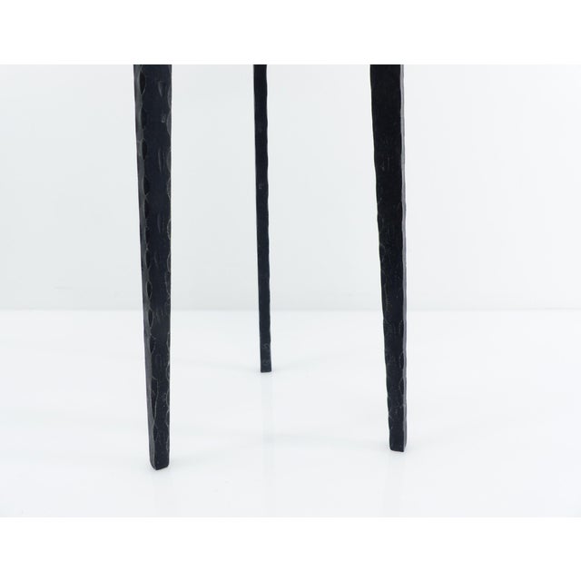 Black Large Brutalist Tripod Chandelier in Hammered Wrought Iron, Europe, 1960 For Sale - Image 8 of 11
