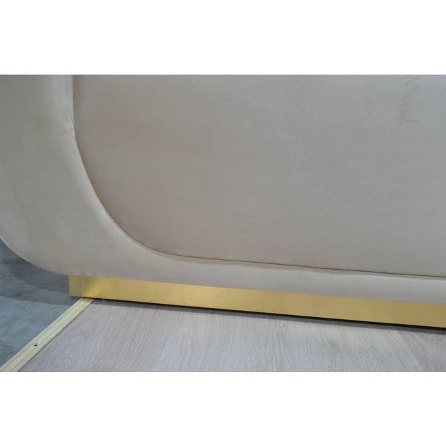 Textile Cream L-Shaped Sectional Sofa with Gold Base and Velvet Cushions from Kabinet For Sale - Image 7 of 11
