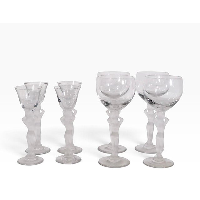 1970s Art Deco Venus Bacchante Stemware Glasses by Bayel - Set of Eight For Sale - Image 11 of 14
