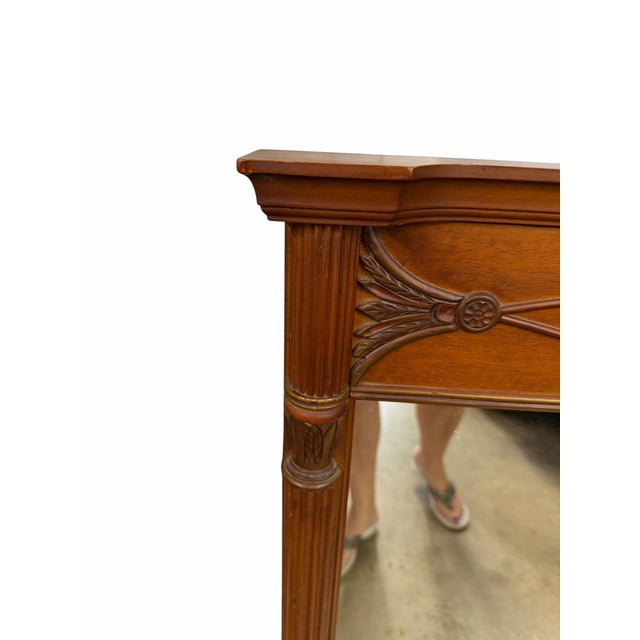 Wood Vintage Louis XVI or Federal Style Trumeau Wall Mirror For Sale - Image 7 of 9