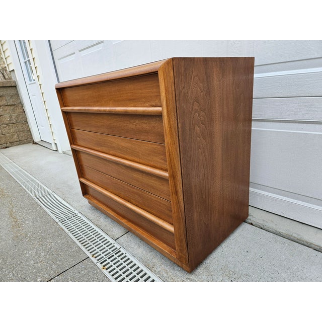 Robsjohn-Gibbings Widdicomb Walnut Three Drawer Chest Dresser For Sale - Image 9 of 12