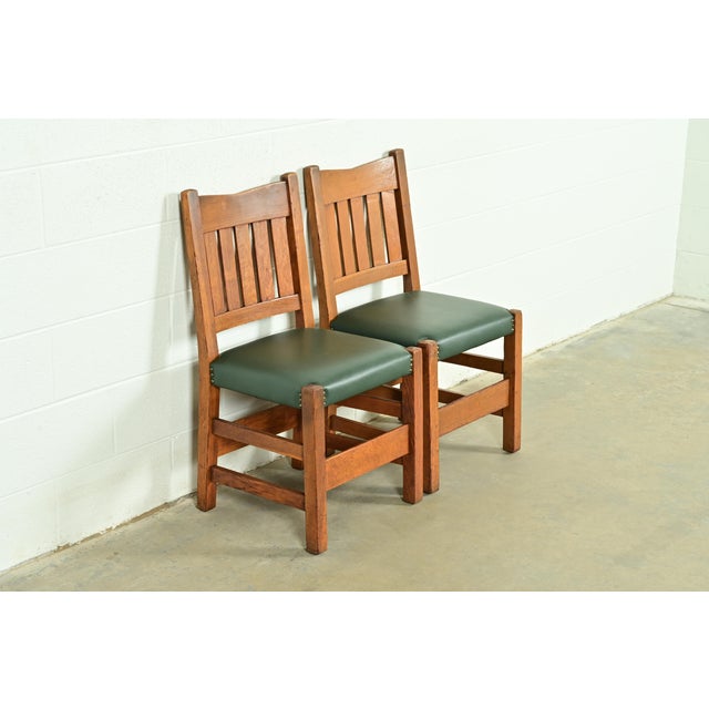 Stickley Gustav Stickley Antique Mission Oak Arts & Crafts Dining Chairs, Pair For Sale - Image 4 of 15