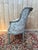Louis XVI Wingback Armchair in Grey Lacquered Wood and Damask Silk For Sale - Image 6 of 8