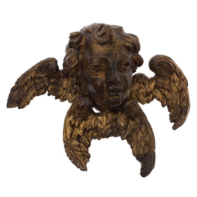 18th Century Wooden Gilded Angel Heads, Set of 2 For Sale - Image 6 of 9