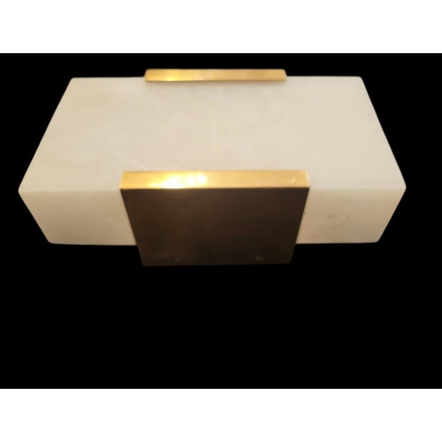 Visual Comfort Visual Comfort Alabaster Brass 1 Light Bathroom Hall Wall Sconce Lamp For Sale - Image 4 of 8