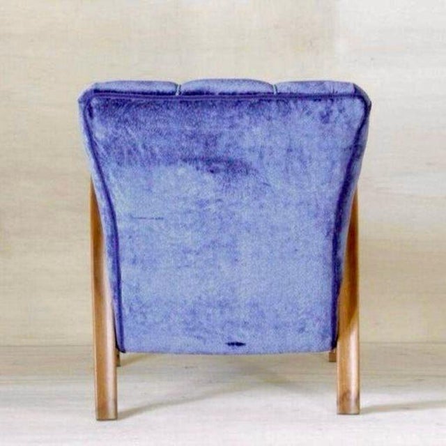 1920s Art Deco Blue Velvet Armchair in Beech Wood, France, 1920s For Sale - Image 5 of 14