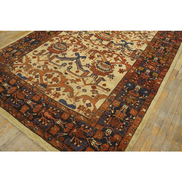 Breathtaking Antique Persian Bakshaiesh Rug on Ivory Background Color With Geometric Design For Sale - Image 12 of 12